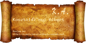 Kosztolányi Albert névjegykártya